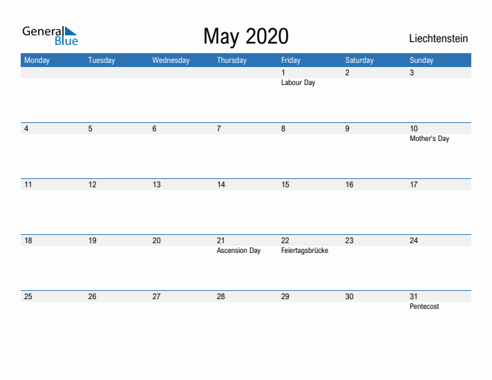 Fillable May 2020 Calendar