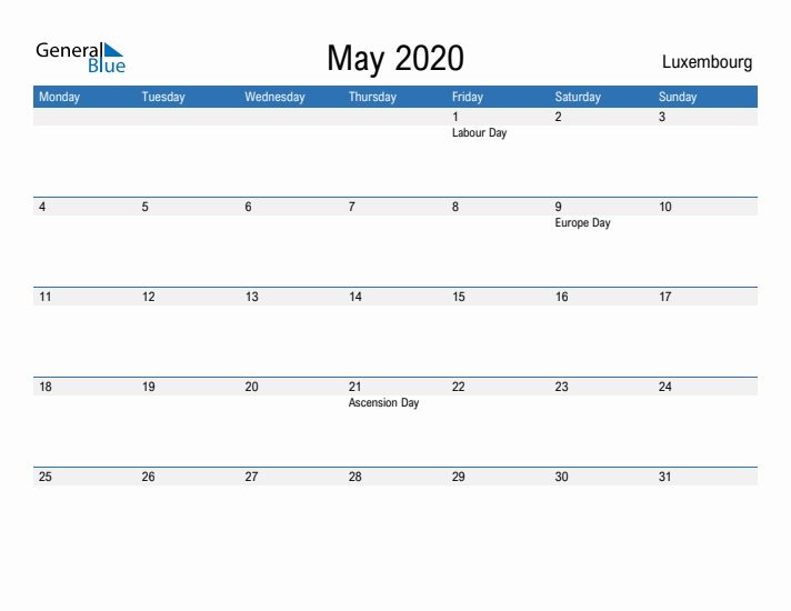 Fillable May 2020 Calendar