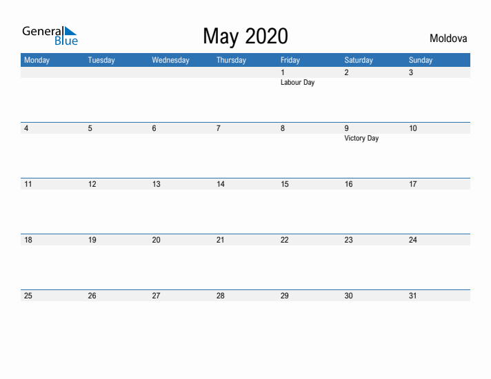 Fillable May 2020 Calendar