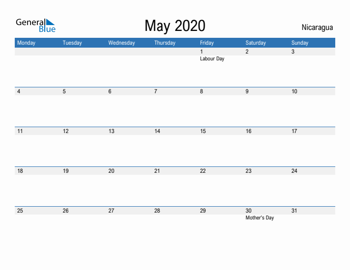 Fillable May 2020 Calendar