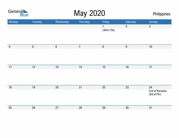 Fillable May 2020 Calendar