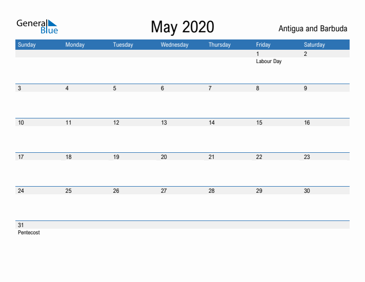 Fillable May 2020 Calendar