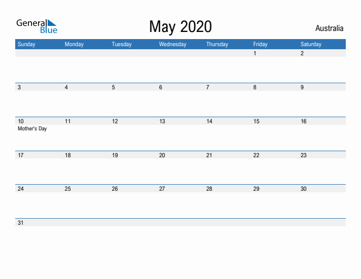 Fillable May 2020 Calendar