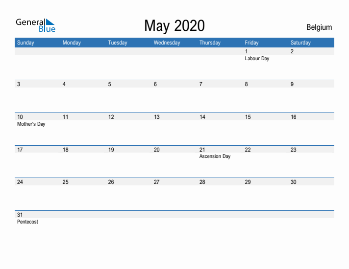 Fillable May 2020 Calendar