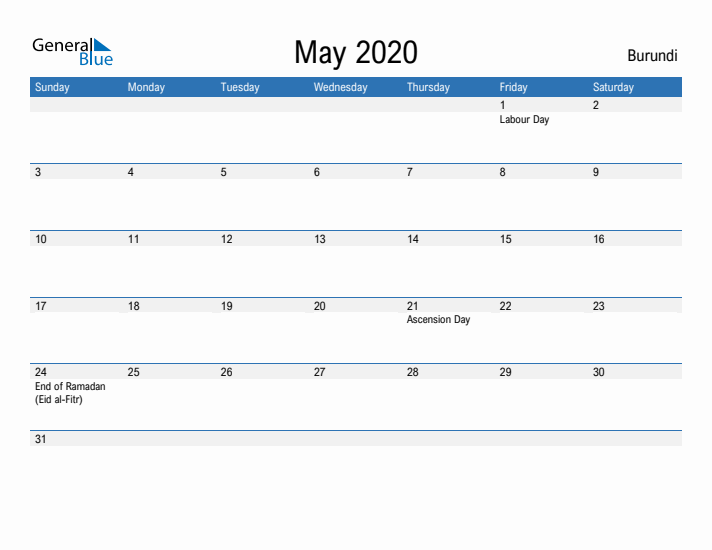 Fillable May 2020 Calendar