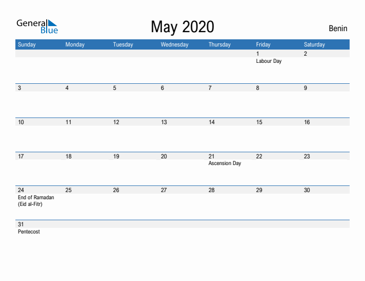 Fillable May 2020 Calendar