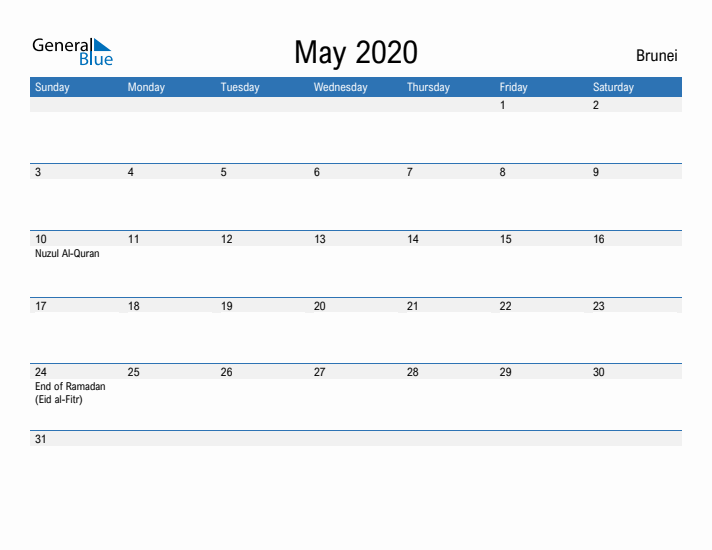 Fillable May 2020 Calendar