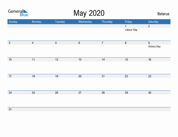 Fillable May 2020 Calendar