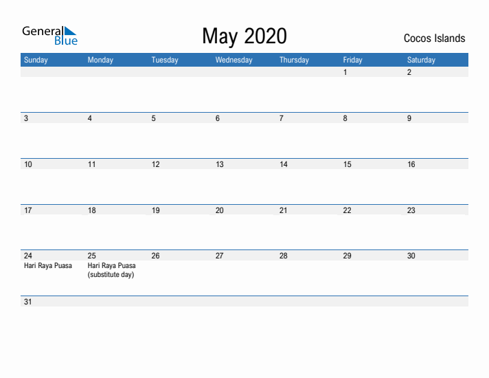 Fillable May 2020 Calendar