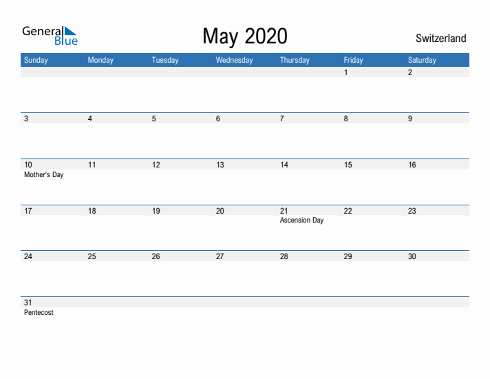 Fillable May 2020 Calendar