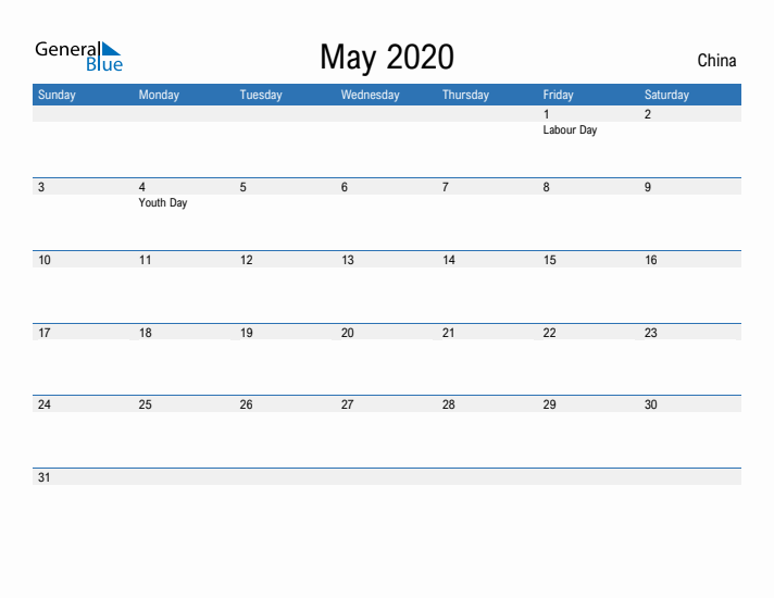 Fillable May 2020 Calendar