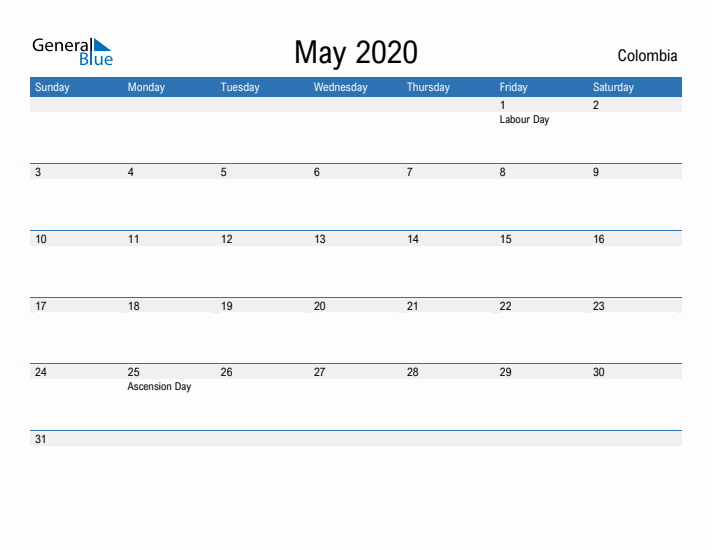 Fillable May 2020 Calendar