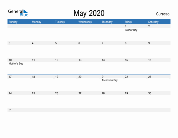 Fillable May 2020 Calendar