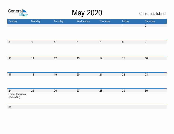 Fillable May 2020 Calendar