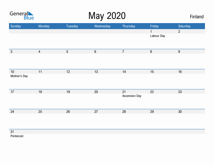 Fillable May 2020 Calendar