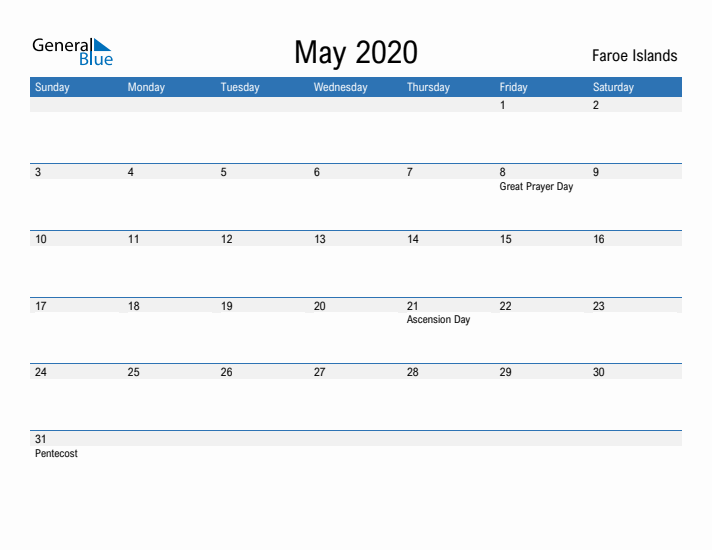 Fillable May 2020 Calendar