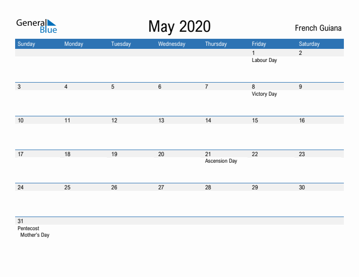 Fillable May 2020 Calendar