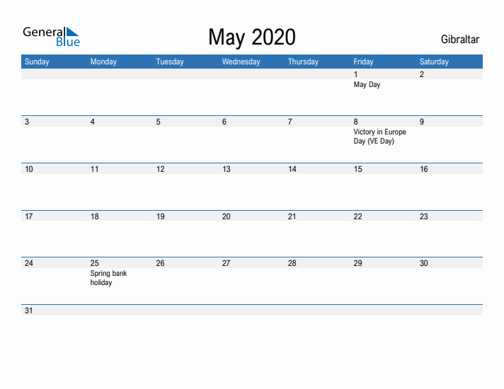 Fillable May 2020 Calendar