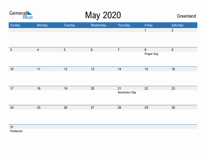 Fillable May 2020 Calendar