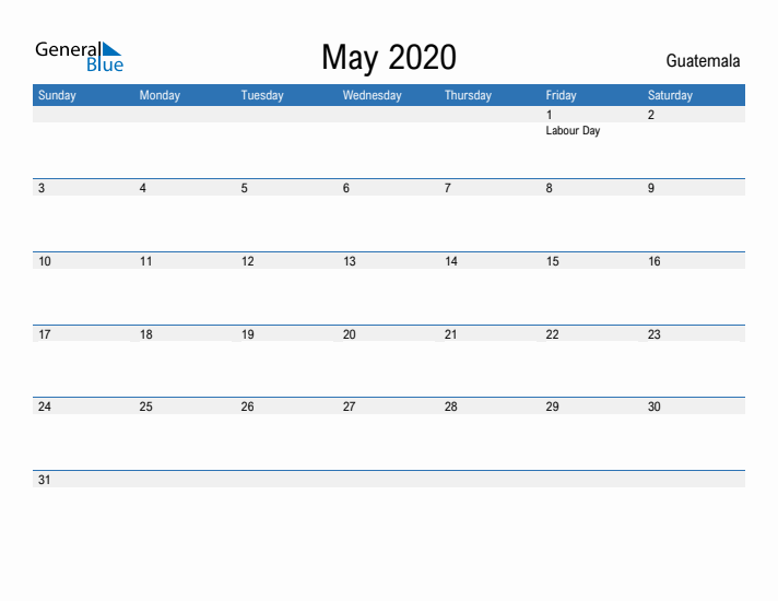 Fillable May 2020 Calendar