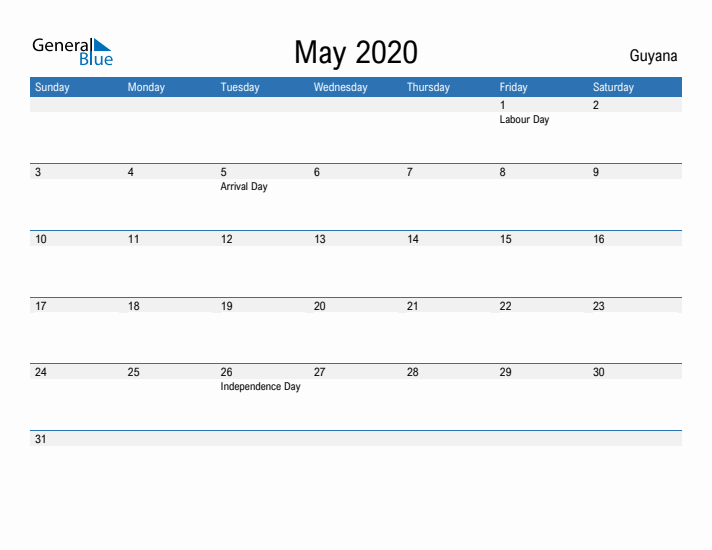 Fillable May 2020 Calendar