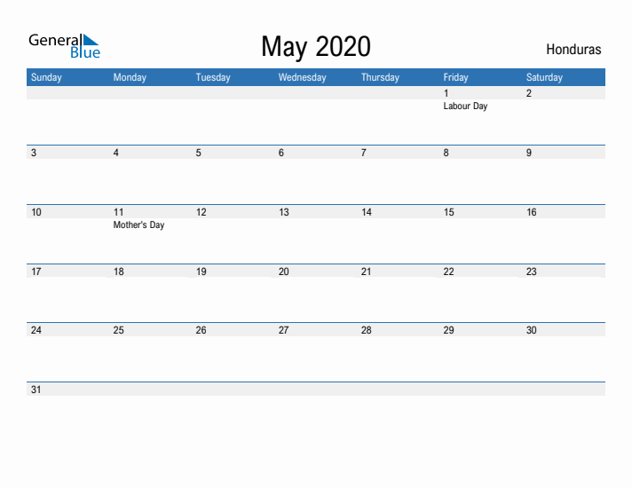 Fillable May 2020 Calendar