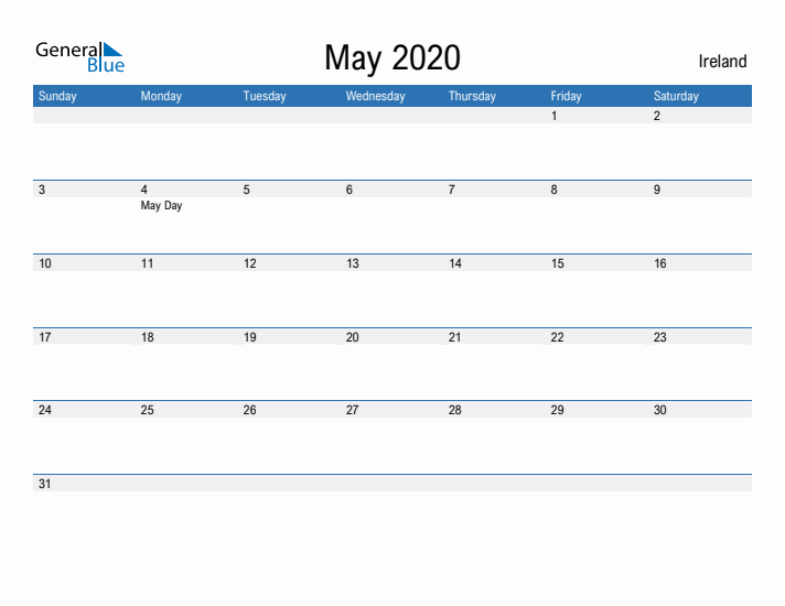 Fillable May 2020 Calendar