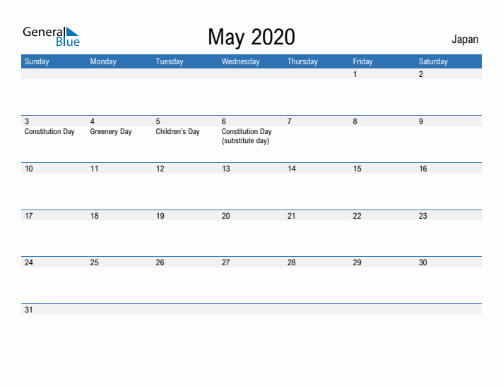 Fillable May 2020 Calendar