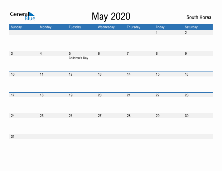 Fillable May 2020 Calendar