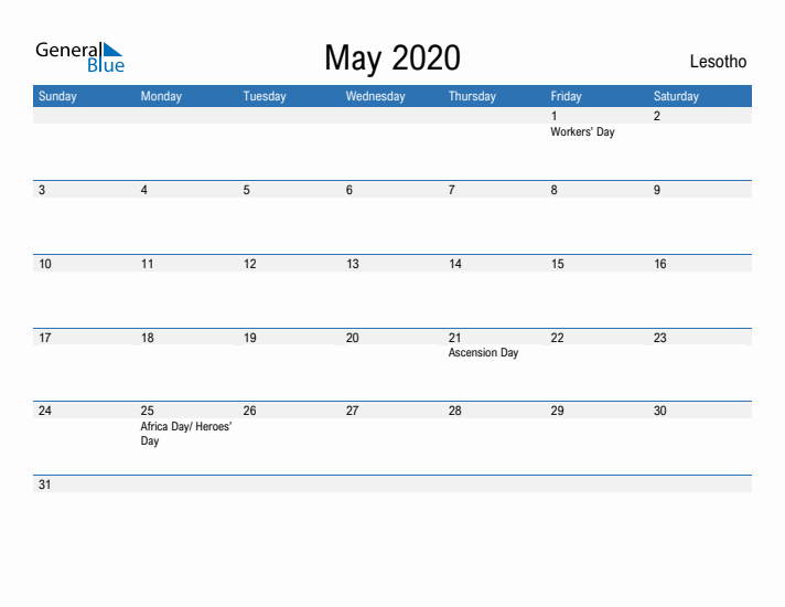 Fillable May 2020 Calendar