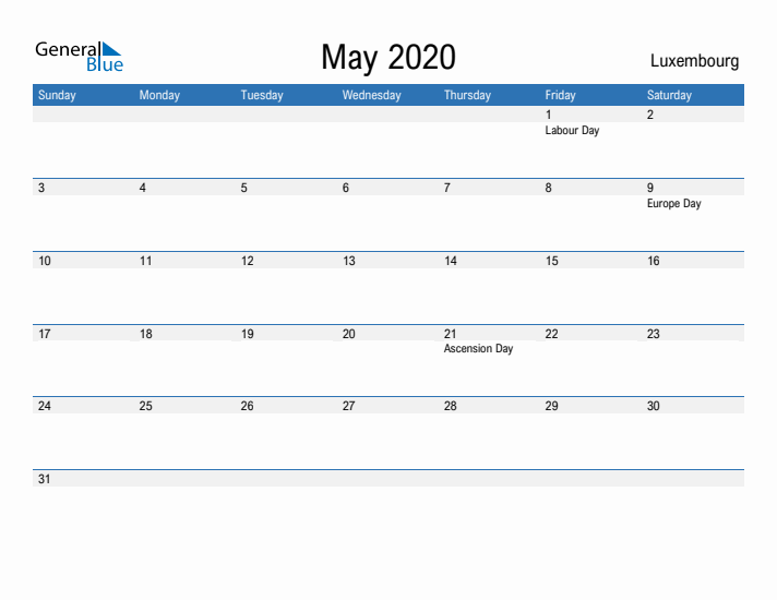 Fillable May 2020 Calendar