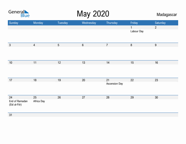 Fillable May 2020 Calendar