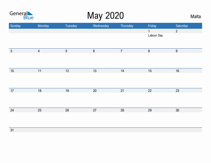 Fillable May 2020 Calendar