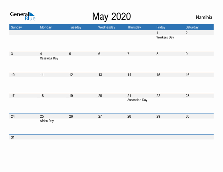 Fillable May 2020 Calendar