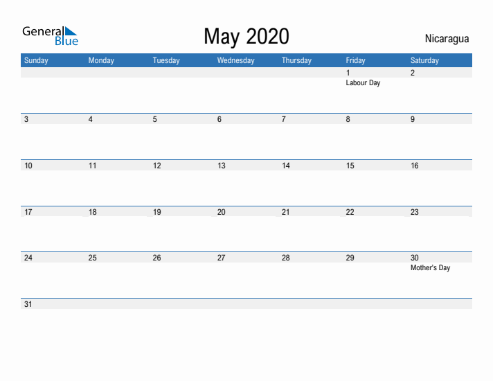 Fillable May 2020 Calendar