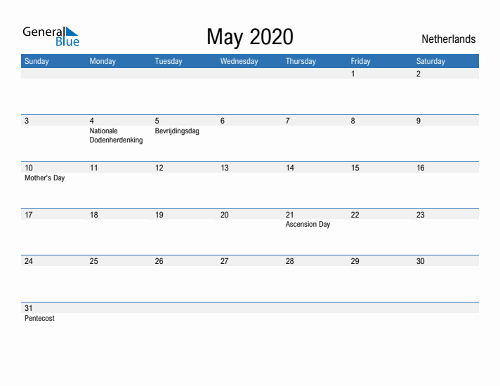 Fillable May 2020 Calendar