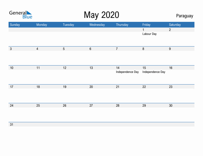 Fillable May 2020 Calendar