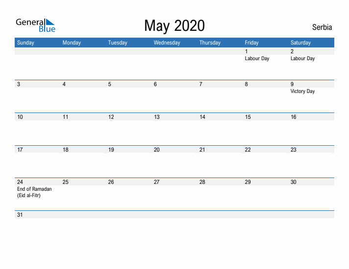 Fillable May 2020 Calendar