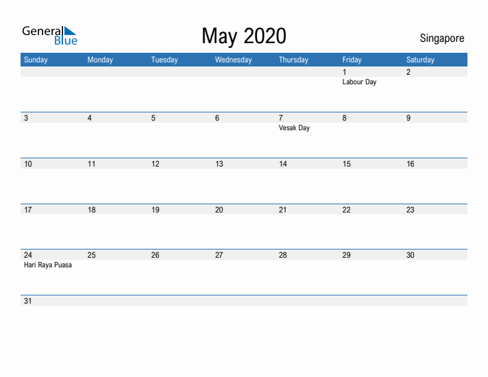 Fillable May 2020 Calendar