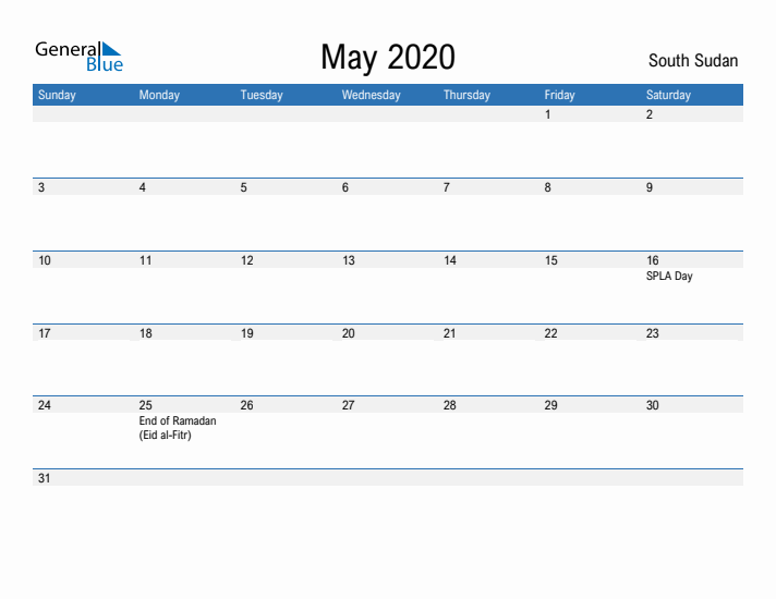 Fillable May 2020 Calendar