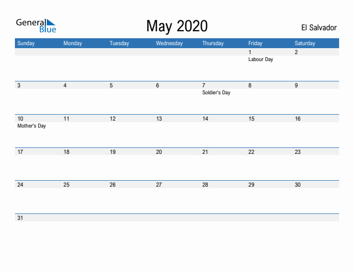 Fillable May 2020 Calendar