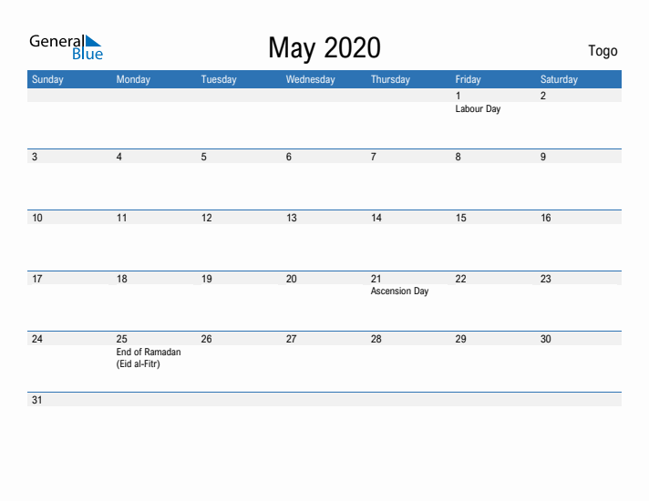 Fillable May 2020 Calendar