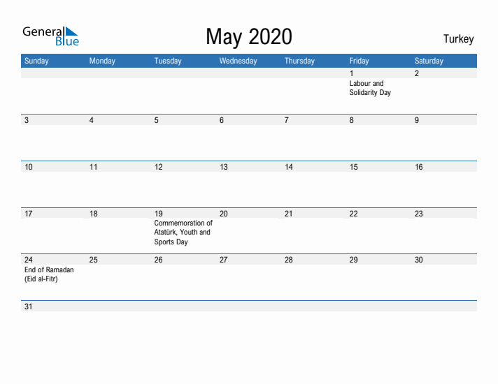 Fillable May 2020 Calendar