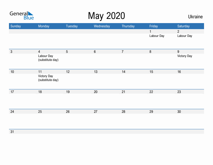 Fillable May 2020 Calendar