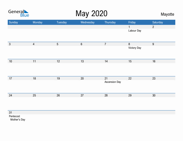 Fillable May 2020 Calendar