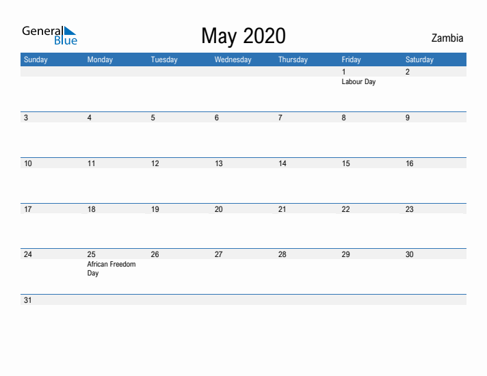 Fillable May 2020 Calendar