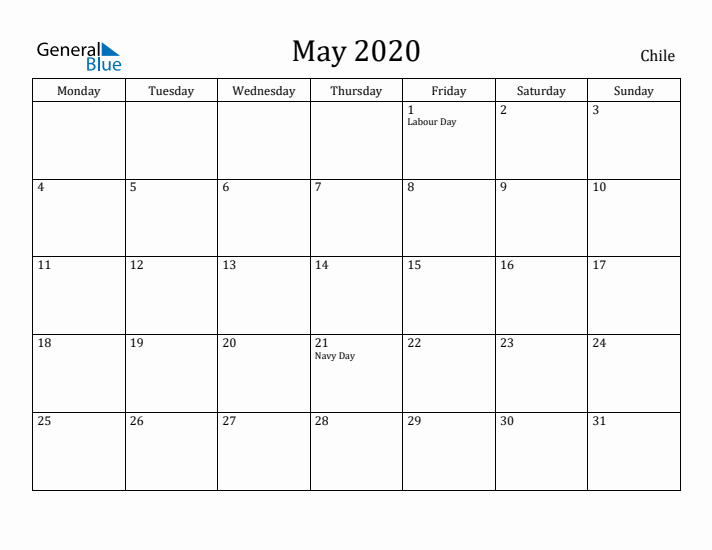 May 2020 Calendar Chile