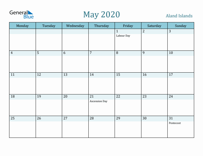 May 2020 Calendar with Holidays