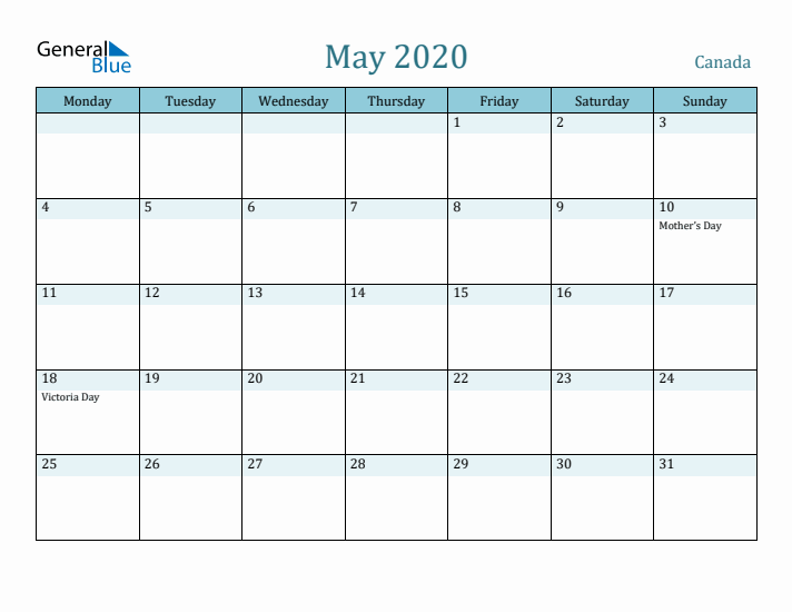 May 2020 Calendar with Holidays