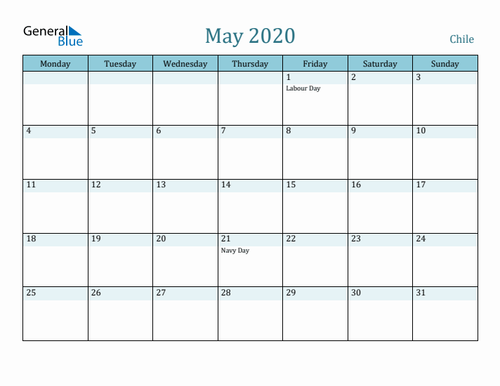 May 2020 Calendar with Holidays